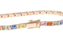 Bracciale tennis oro 750‰ con diamanti ct. 0.80 e zaffiri multicolor ct. 7.36 Davite & delucchi