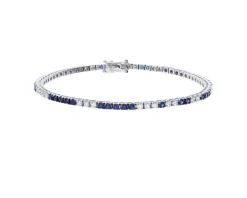 Bracciale tennis oro 750‰ e diamanti ct. 0.85 e zaffiri ct. 1.45 Davite & delucchi