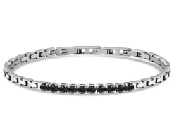 Bracciale uomo acciaio con zirconi neri centrali Liu jo