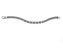 Bracciale uomo deep argento a maglia piatta con sette barrette Sovrani
