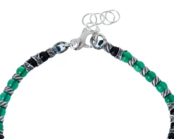 Bracciale uomo soul man argento con agata verde e nera Selezione zanolli