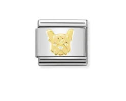 Bulldog francese composable acciaio e oro Nomination