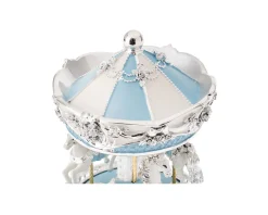 Carillon giostra dei cavalli celeste – Il regalo perfetto per nascita e battesimo