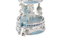Carillon giostra dei cavalli celeste – Il regalo perfetto per nascita e battesimo