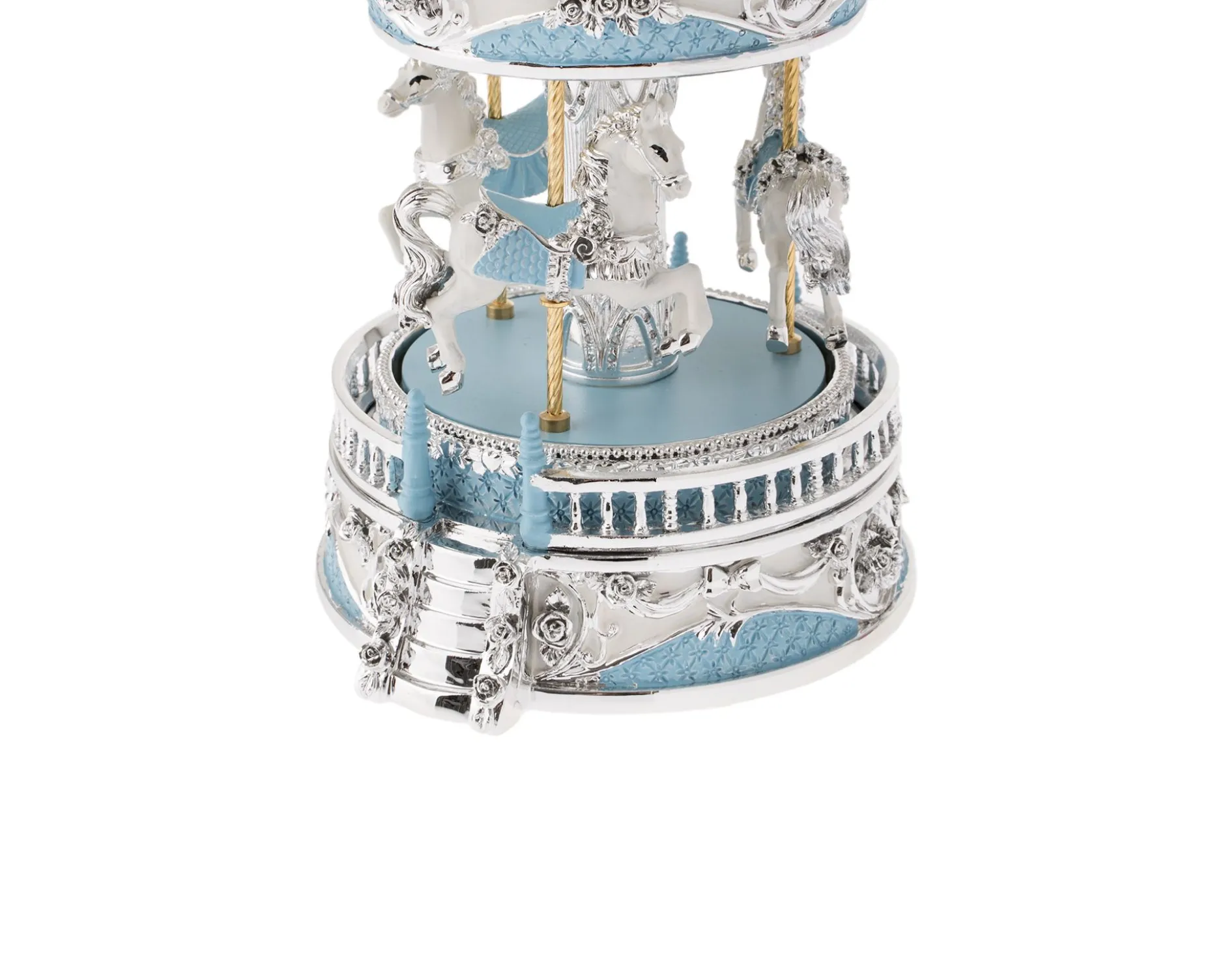 Carillon giostra dei cavalli celeste – Il regalo perfetto per nascita e battesimo