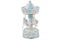 Carillon giostra dei cavalli celeste – Il regalo perfetto per nascita e battesimo