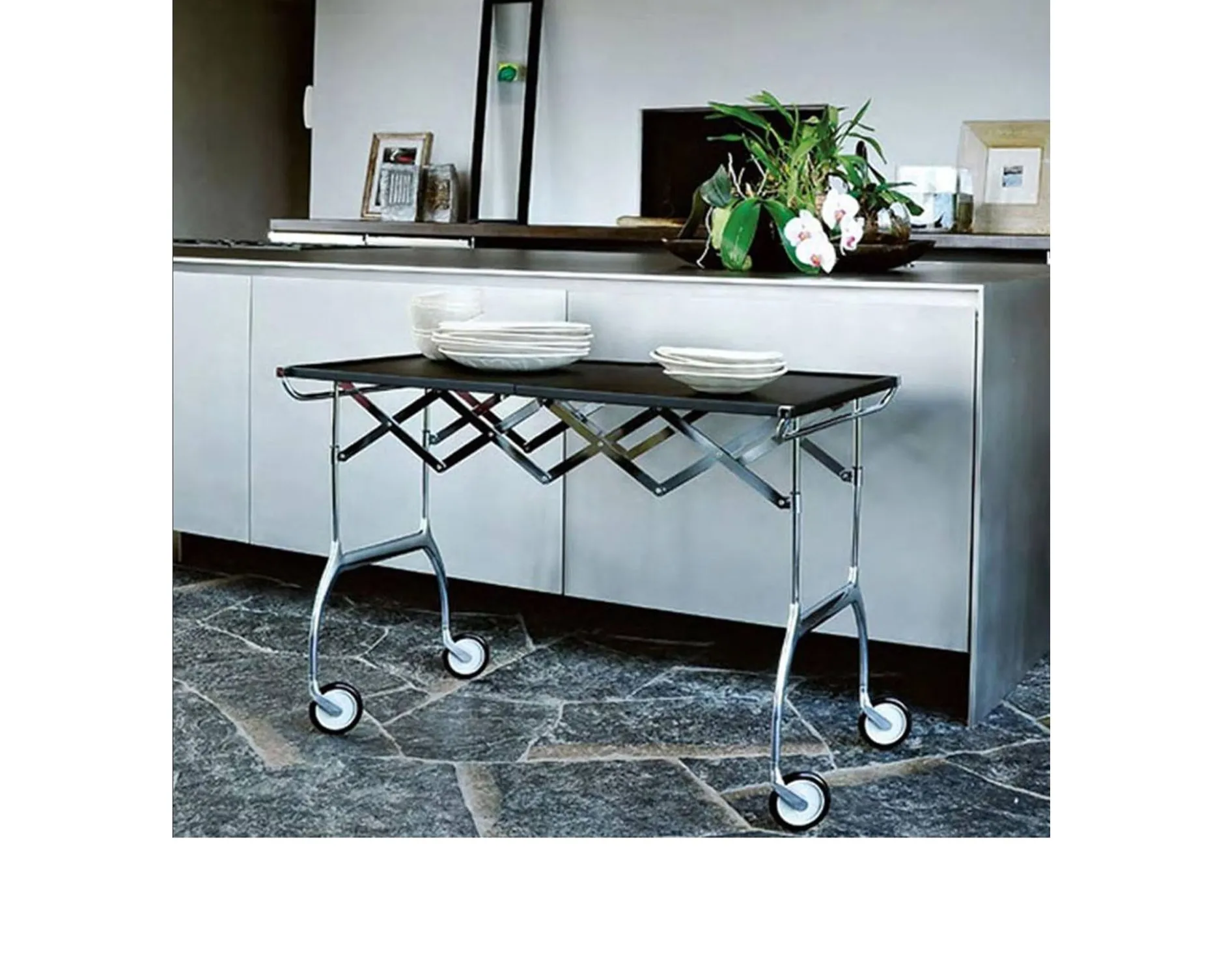 Carrello battista acciaio panna Kartell