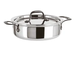 Casseruola bassa home chef acciaio con due maniglie e coperchio Sambonet