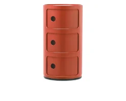 Cassettiera componibile a tre elementi colore arancio Kartell