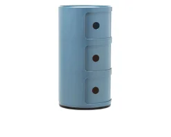 Cassettiera componibile a tre elementi colore azzurro Kartell