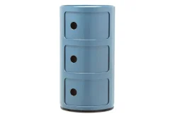 Cassettiera componibile a tre elementi colore azzurro Kartell