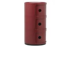Cassettiera componibile a tre elementi colore bordeaux Kartell