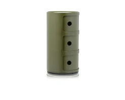 Cassettiera componibile a tre elementi colore verde Kartell