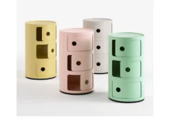 Cassettiera componibile bio a tre elementi colore panna Kartell