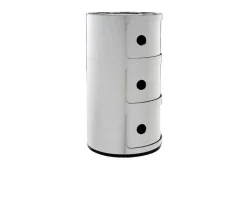 Cassettiera componibile metal a tre elementi colore cromato Kartell