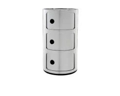 Cassettiera componibile metal a tre elementi colore cromato Kartell