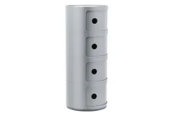 Cassettiera componibile recycled a quattro elementi colore silver Kartell