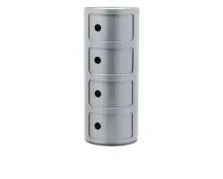 Cassettiera componibile recycled a quattro elementi colore silver Kartell
