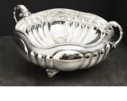 Centrotavola argento bordo godronato usato ricondizionato Zanolli vintage