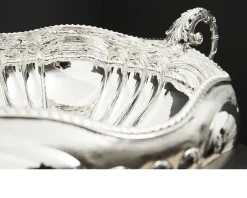 Centrotavola argento bordo godronato usato ricondizionato Zanolli vintage