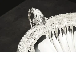 Centrotavola argento bordo godronato usato ricondizionato Zanolli vintage