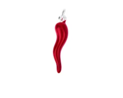 Ciondolo cornetto portafortuna argento e smalto rosso Selezione zanolli