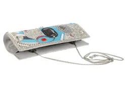 Clutch con cristalli, strass, perline e pietre Ottaviani