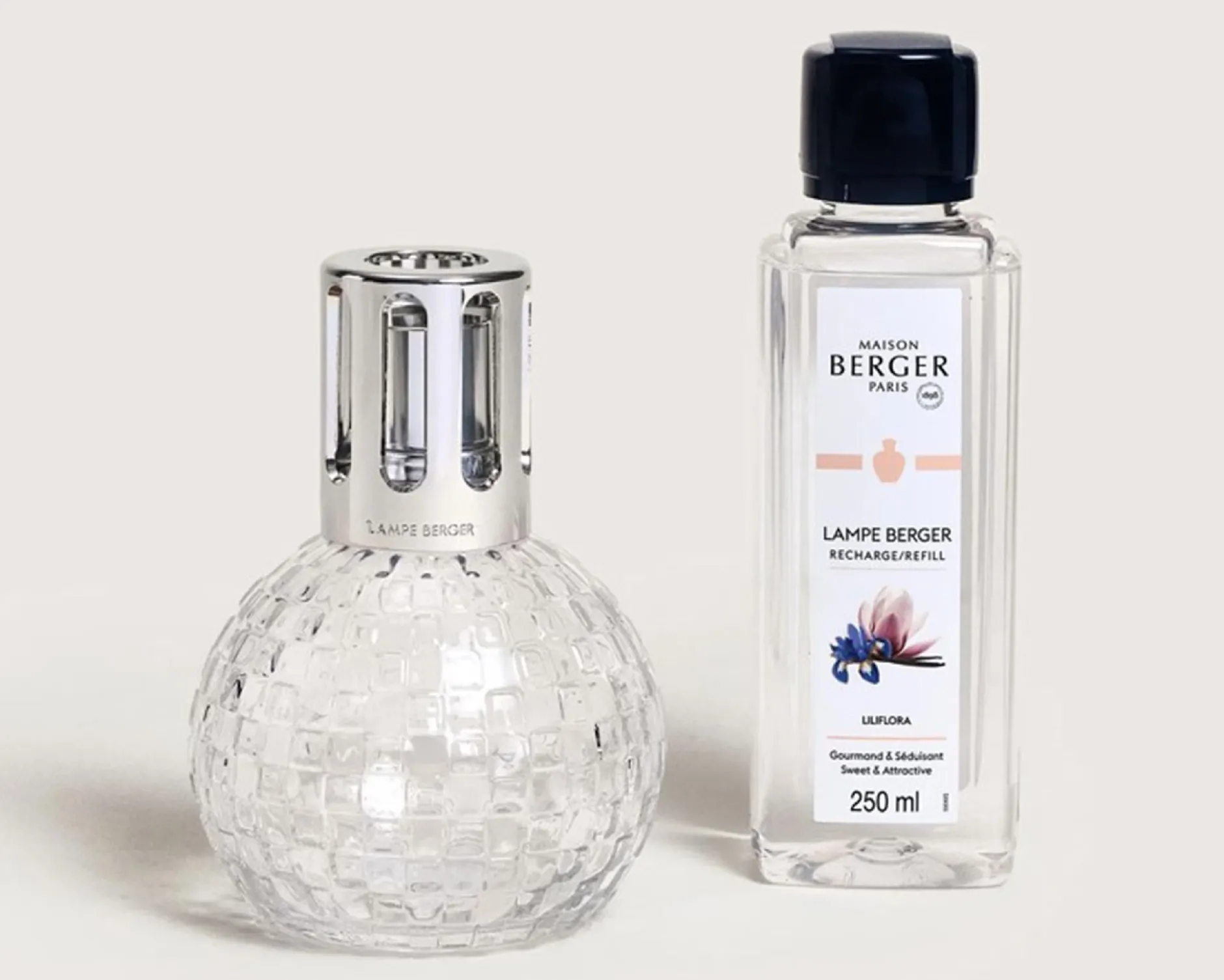 Cofanetto lampada catalitica disco trasparente con profumo 250 ml liliflora Maison berger paris