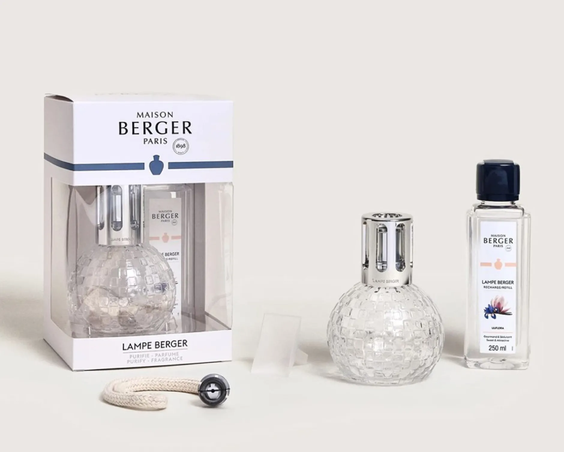 Cofanetto lampada catalitica disco trasparente con profumo 250 ml liliflora Maison berger paris
