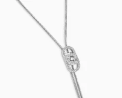 Collana acciaio logo saliscendi con zirconi Liu jo