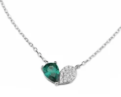 Collana argento con cubic zirconia e zircone smeraldo Sovrani