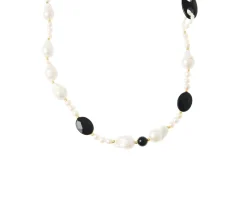 Collana argento con perla barocca e agata nera Selezione zanolli