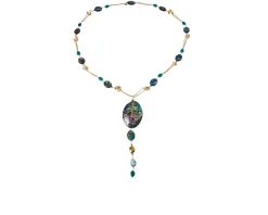 Collana argento dorato con agata verde e quarzo citrino Luisa della salda