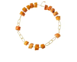 Collana argento dorato con bamboo arancio Selezione zanolli