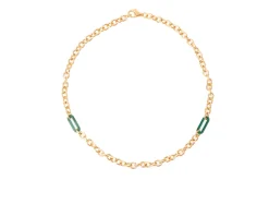 Collana argento dorato con maglia rolò e malachite Selezione zanolli