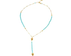 Collana argento dorato con spinello azzurro e palle lucide Selezione zanolli