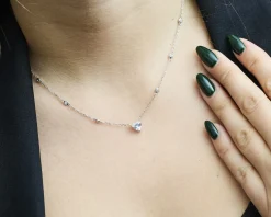 Collana cuore argento con zirconi bianchi Sovrani
