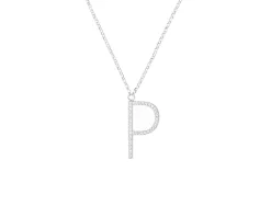 Collana dancing names argento con ciondolo lettera p in cubic zirconia Sovrani