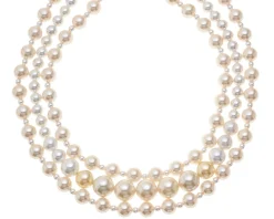 Collana 3 fili con perle bianche e rosate Ottaviani