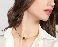 Collana joya in bronzo dorato Unoaerre