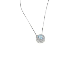 Collana luce argento con cubic zirconia e zircone acquamarina Sovrani