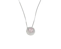 Collana luce argento con cubic zirconia e zircone rosa Sovrani
