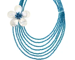 Collana multifilo con cristalli blu e fiore madreperla Ottaviani