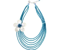 Collana multifilo con cristalli blu e fiore madreperla Ottaviani