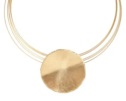 Collana rigida argento dorato con tondo centrale satinato Selezione zanolli