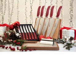 Coltello pane teknica acciaio con manico rosso Berkel