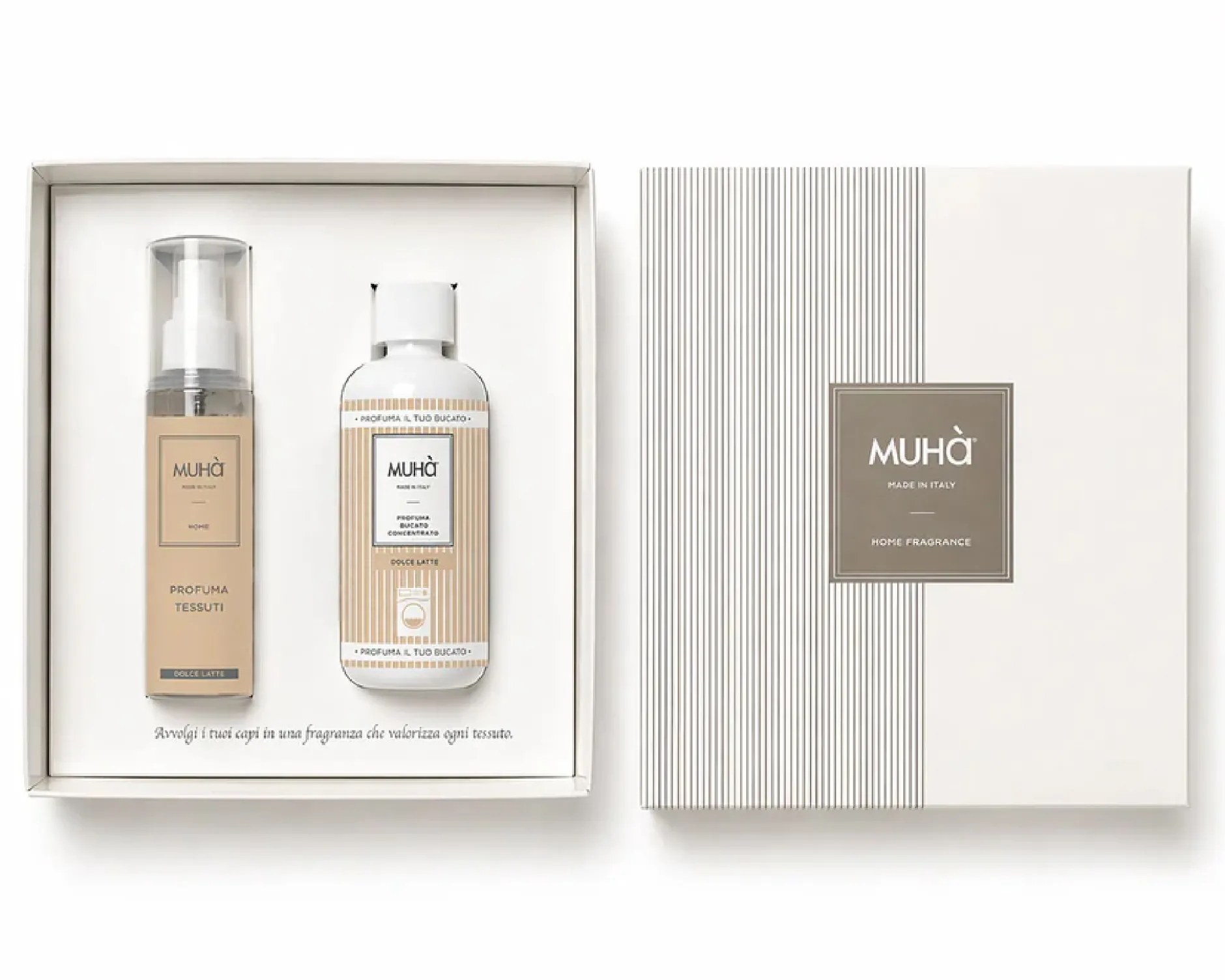 Confezione regalo bucato con spray dolce latte Muhà