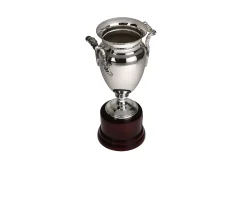 Coppa argento con maniglie e base in legno Selezione zanolli