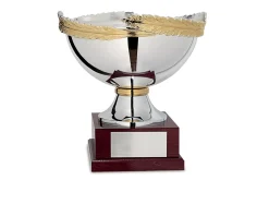 Coppa in ottone argentato e dorato con base in legno Selezione zanolli