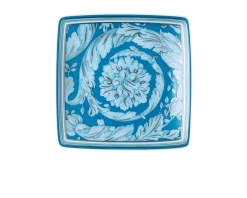 Coppa quadra piana barocco teal porcellana Versace